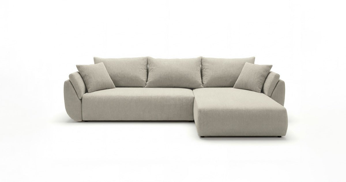 Canapé design Lenoa L avec fonction couchage et pliante en Côtelé