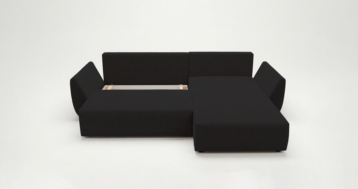 Canapé design Lenoa L avec fonction couchage et pliante en Côtelé