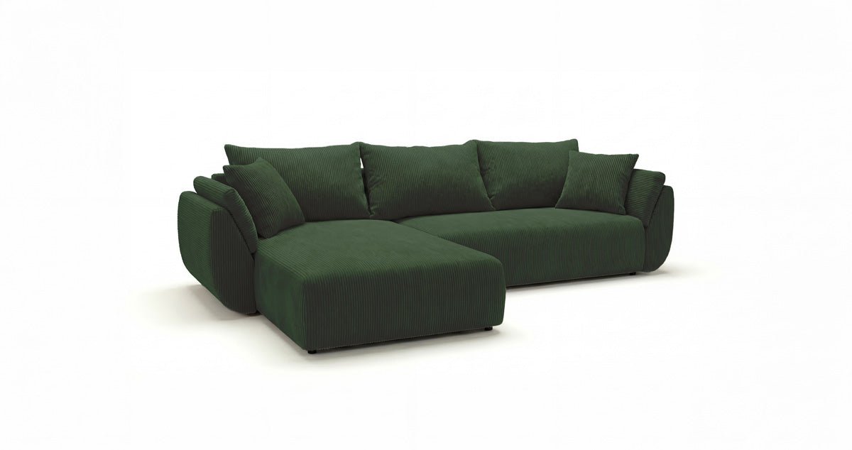 Canapé design Lenoa L avec fonction couchage et pliante en Côtelé