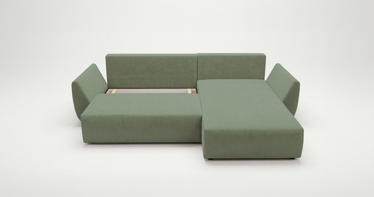 Canapé design Lenoa L avec fonction couchage et pliante en Côtelé