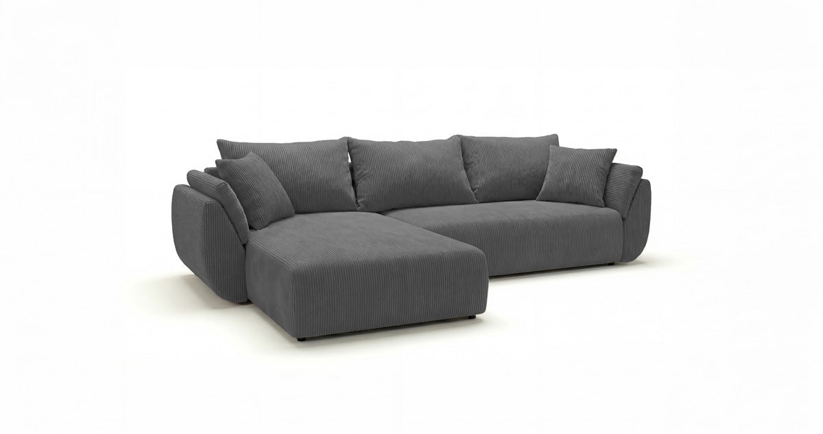 Canapé design Lenoa L avec fonction couchage et pliante en Côtelé