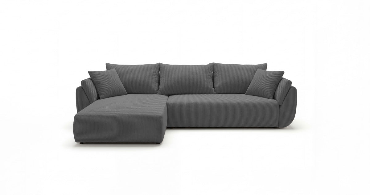 Canapé design Lenoa L avec fonction couchage et pliante en Côtelé