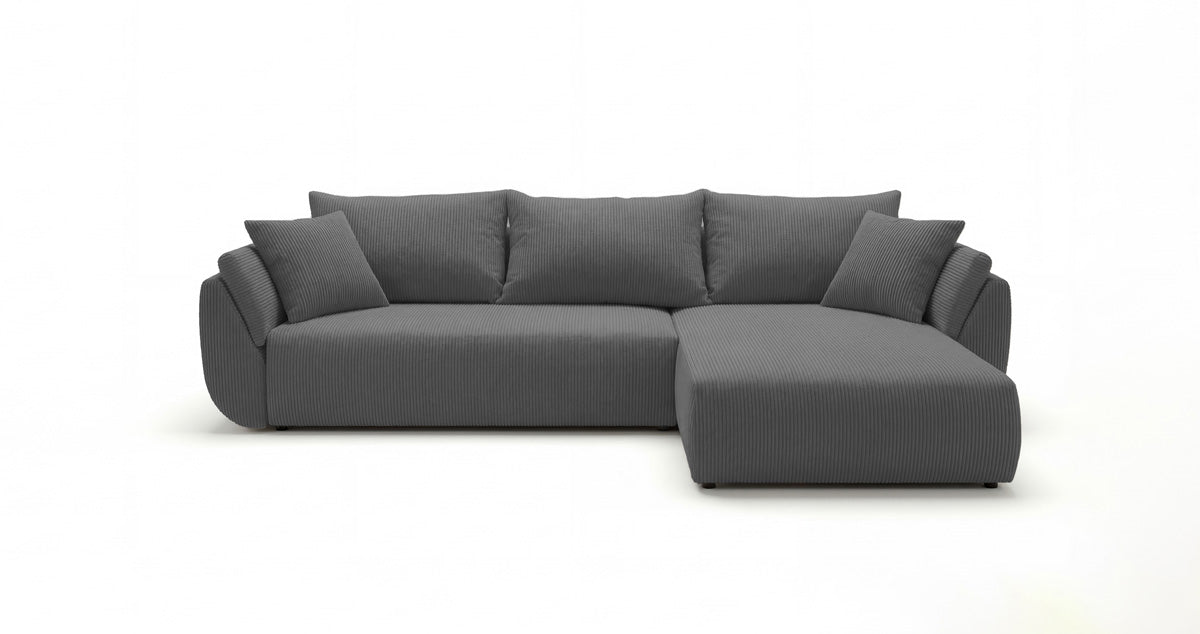 Canapé design Lenoa L avec fonction couchage et pliante en Côtelé