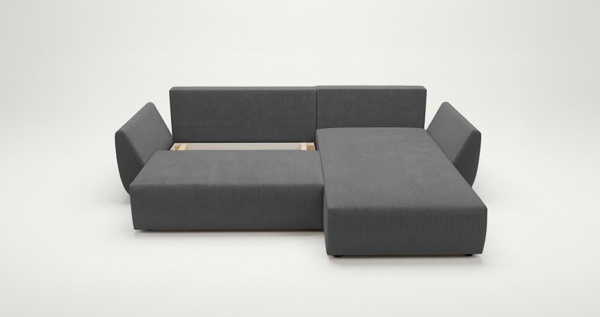 Canapé design Lenoa L avec fonction couchage et pliante en Côtelé