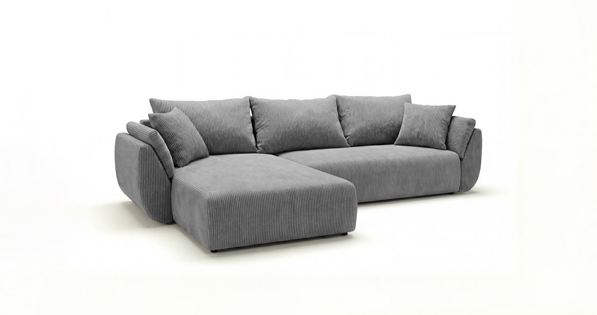 Canapé design Lenoa L avec fonction couchage et pliante en Côtelé