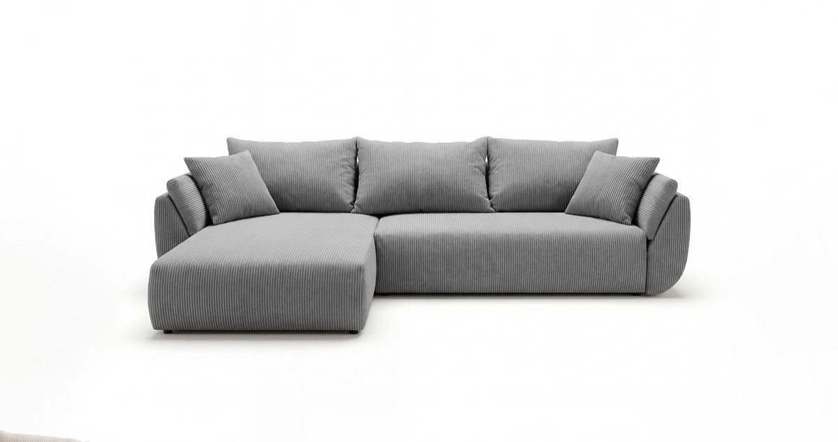Canapé design Lenoa L avec fonction couchage et pliante en Côtelé