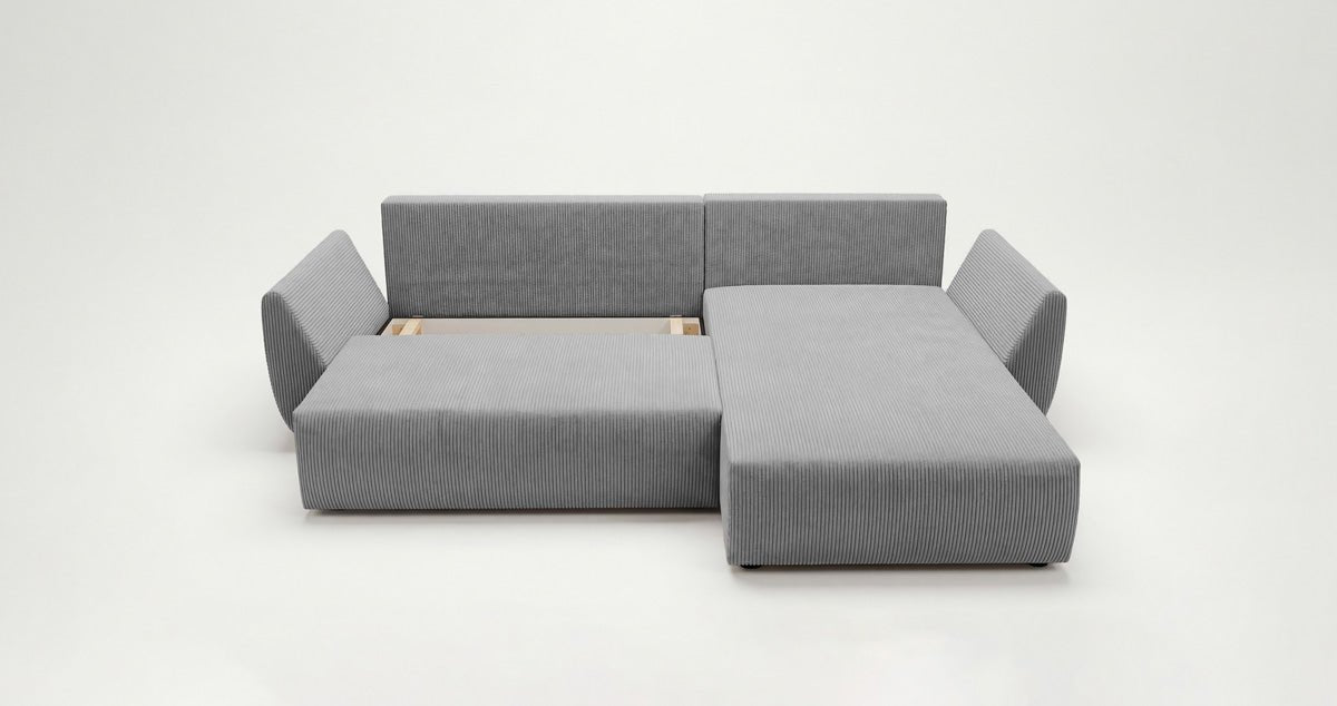 Canapé design Lenoa L avec fonction couchage et pliante en Côtelé