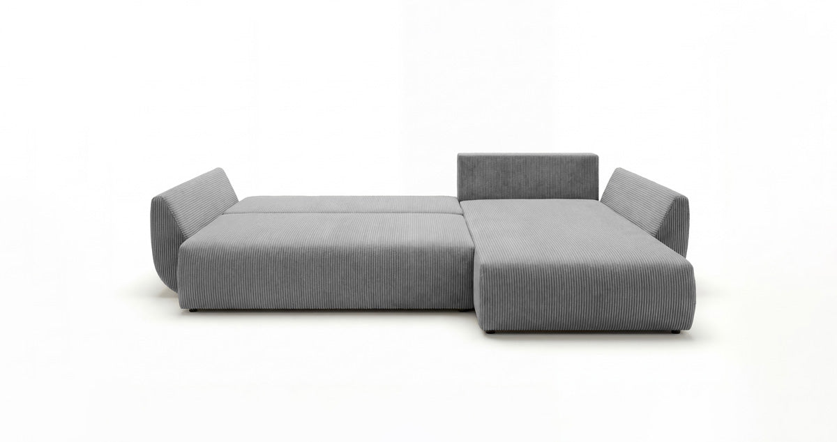 Canapé design Lenoa L avec fonction couchage et pliante en Côtelé