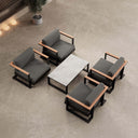 Vayla – 4 Loungesessel & Tisch aus schwarzem Aluminium | Aevora™ Kollektion