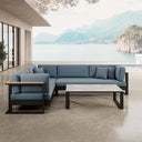 Vayla – L-Form Outdoor Sofa & Tisch in schwarzem Aluminium | Aevora™ Kollektion