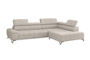Designer Ecksofa Volo in Chenille Beige, Ottomane rechts