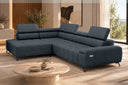 Ecksofa Volo in Chenille Blau, Ottomane links – Ansicht 4