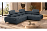 Ecksofa Volo in Chenille Blau, Ottomane rechts – Ansicht 4