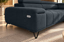 Ecksofa Volo in Chenille Blau, Ottomane rechts – Ansicht 5