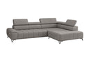 Designer Ecksofa Volo in Chenille Grau, Ottomane rechts