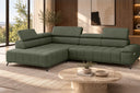 Ecksofa Volo in Chenille Grün, Ottomane links – Ansicht 2