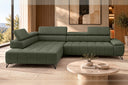 Ecksofa Volo in Chenille Grün, Ottomane links – Ansicht 3
