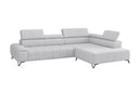 Designer Ecksofa Volo in Chenille Hellgrau, Ottomane rechts