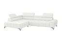 Designer Ecksofa Volo in Chenille Weiß, Ottomane links