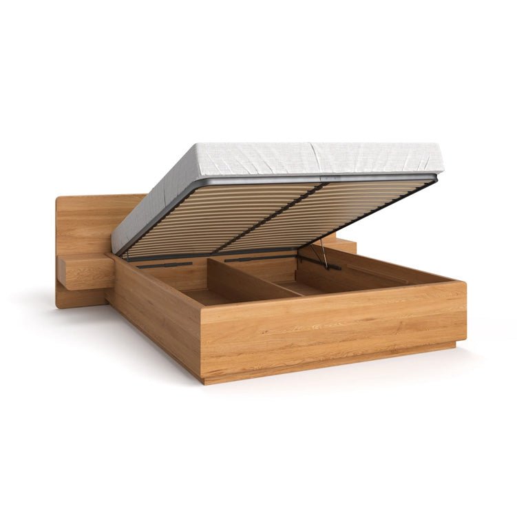 Lit en bois design Fiona en Chêne massif avec rangement