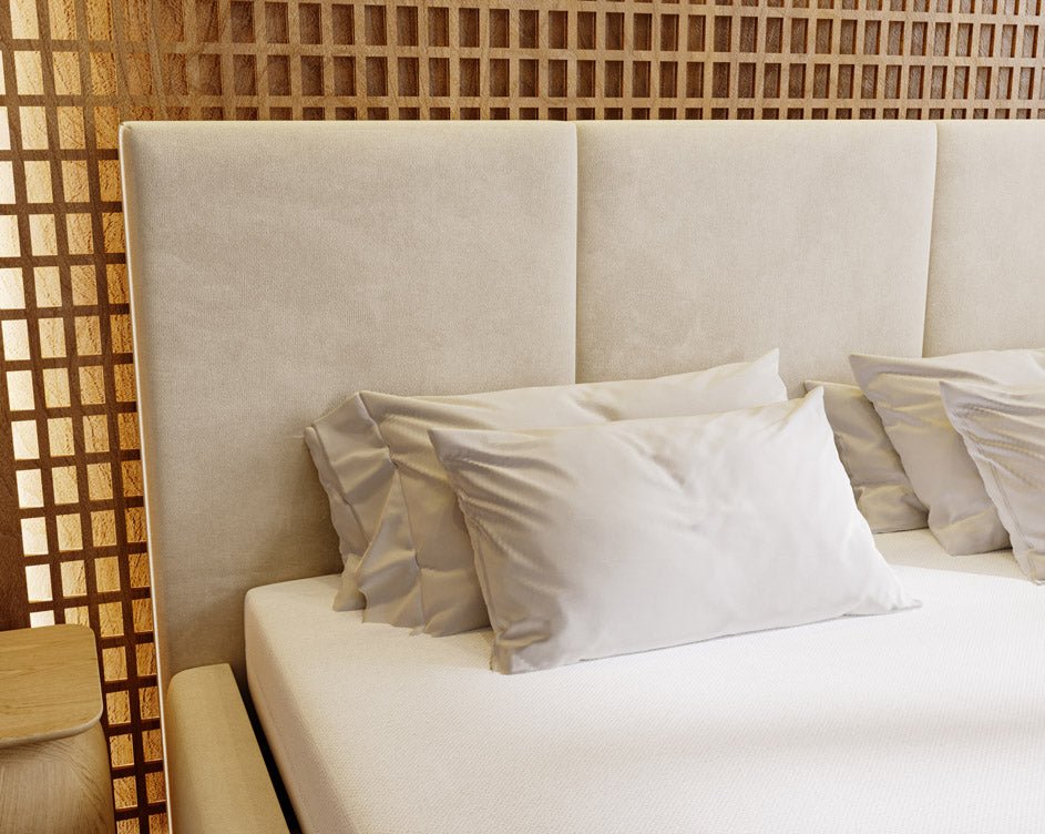 Designer gestoffeerd bed Majestic in fluweel met opbergruimte