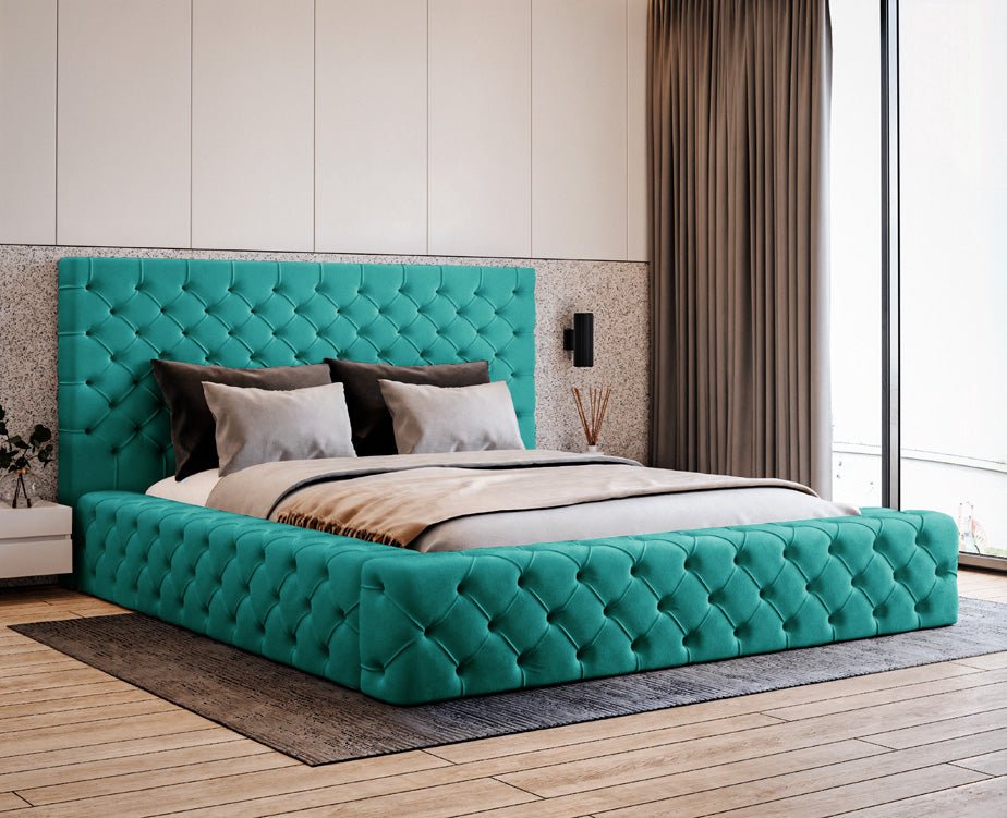 Designer gestoffeerd bed Lana Fluweel met opbergruimte