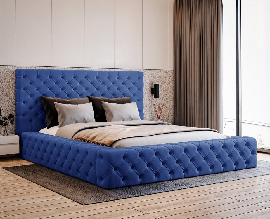 Designer gestoffeerd bed Lana Fluweel met opbergruimte