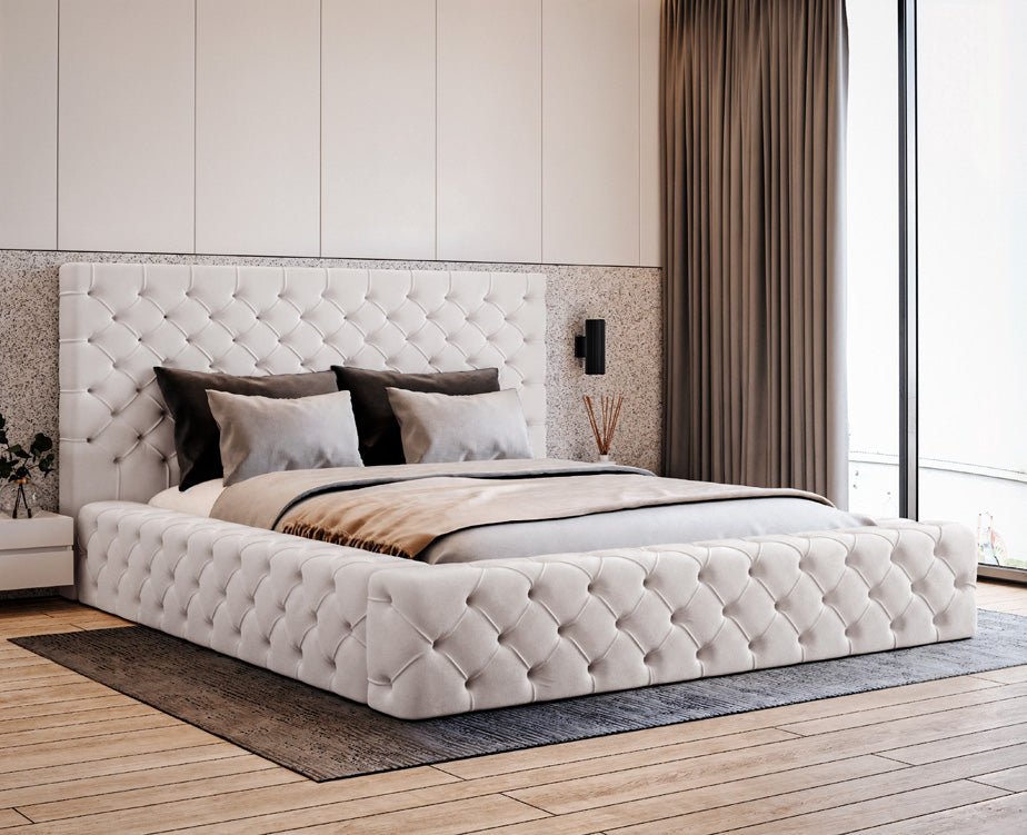 Designer gestoffeerd bed Lana Fluweel met opbergruimte