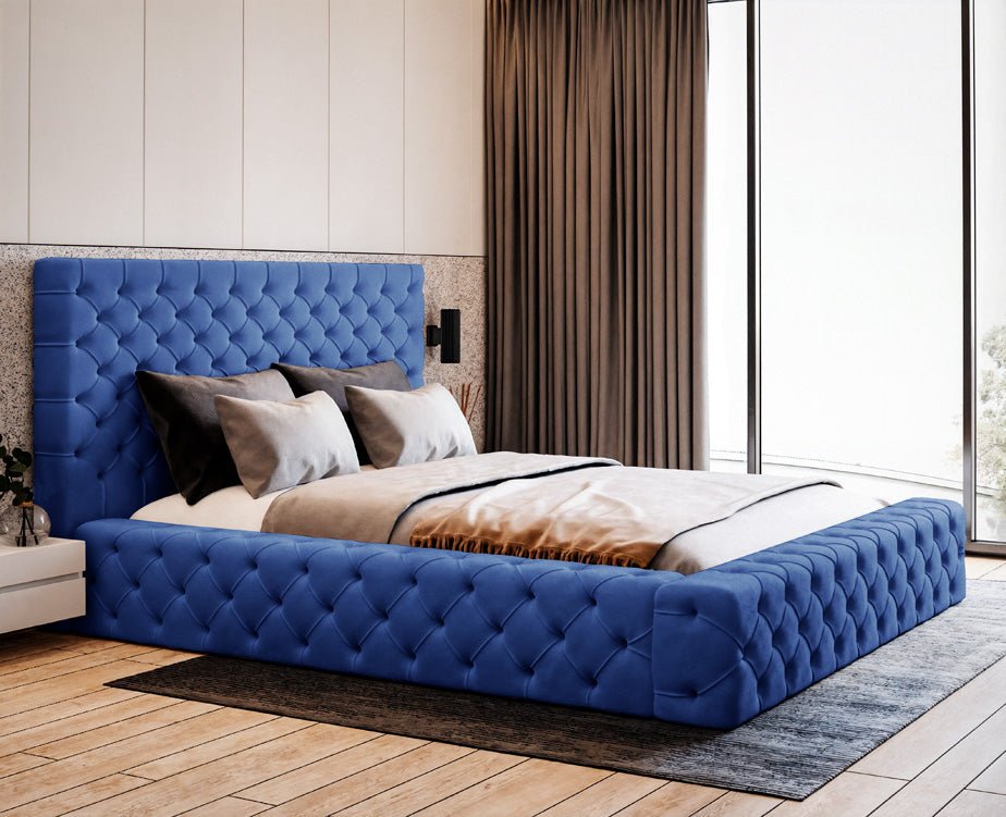 Designer gestoffeerd bed Lana Fluweel met opbergruimte