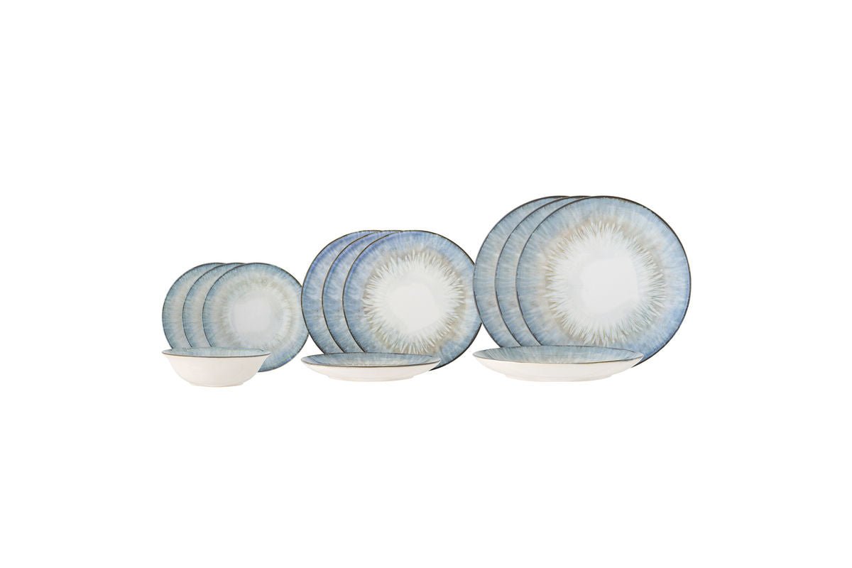 Modern servies Arolyn, Blauw, steengoed (set van 3x4 delen)