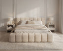 Designer Polsterbett Como in Cord mit Stauraum – Beige