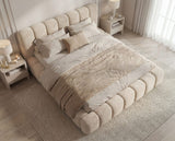 Designer Polsterbett Como in Cord mit Stauraum – Beige