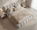 Designer Polsterbett Como in Cord mit Stauraum – Hellgrau