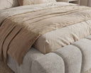 Designer Polsterbett Como in Cord mit Stauraum – Hellgrau