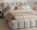 Designer Polsterbett Como in Cord mit Stauraum – Hellgrau