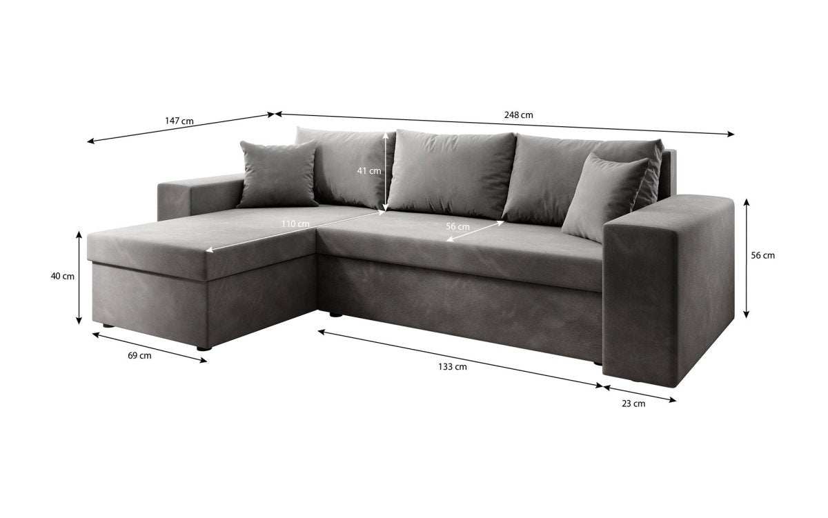 Canapé designer Denver Bouclé avec fonction couchage et rabattable