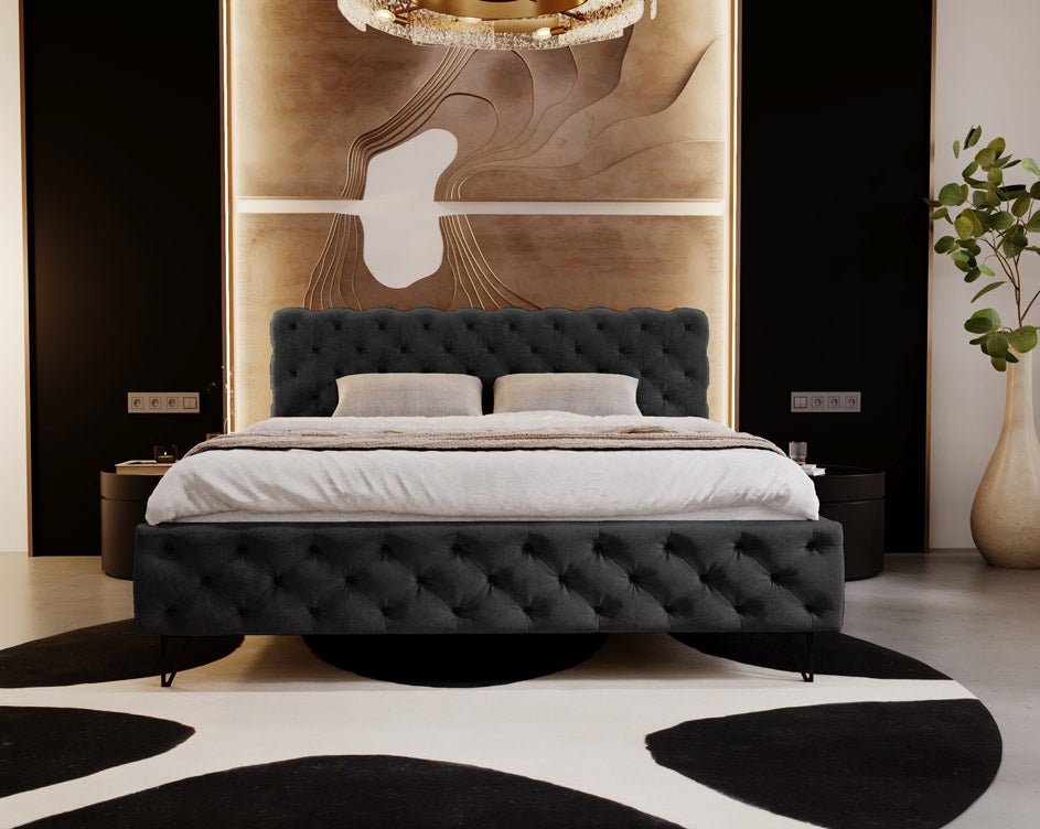 Lit design Sienna en Velours sans espace de rangement