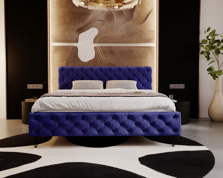 Lit design Sienna en Velours sans espace de rangement