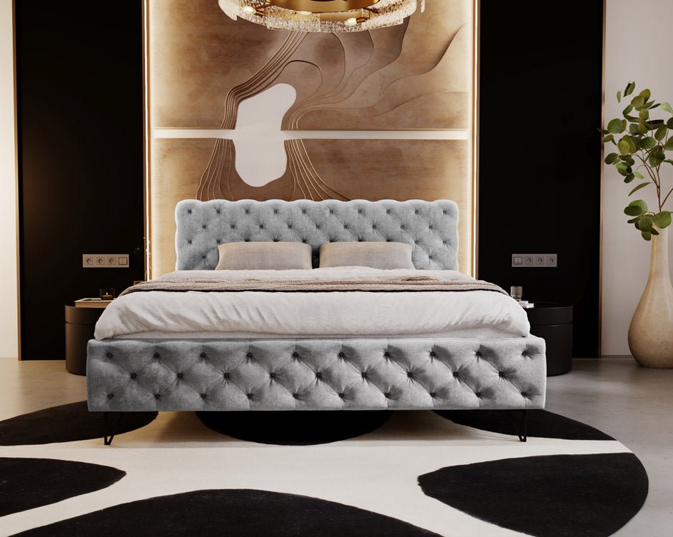Lit design Sienna en Velours sans espace de rangement