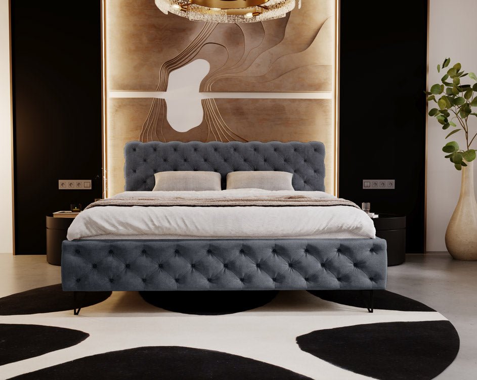 Lit design Sienna en Velours sans espace de rangement