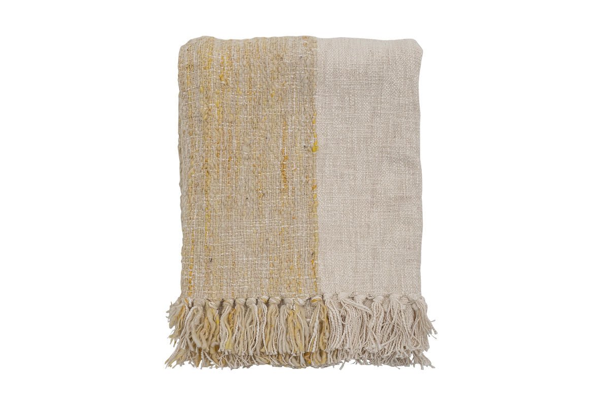 Plaid Tegen – Tons naturels doux avec franges