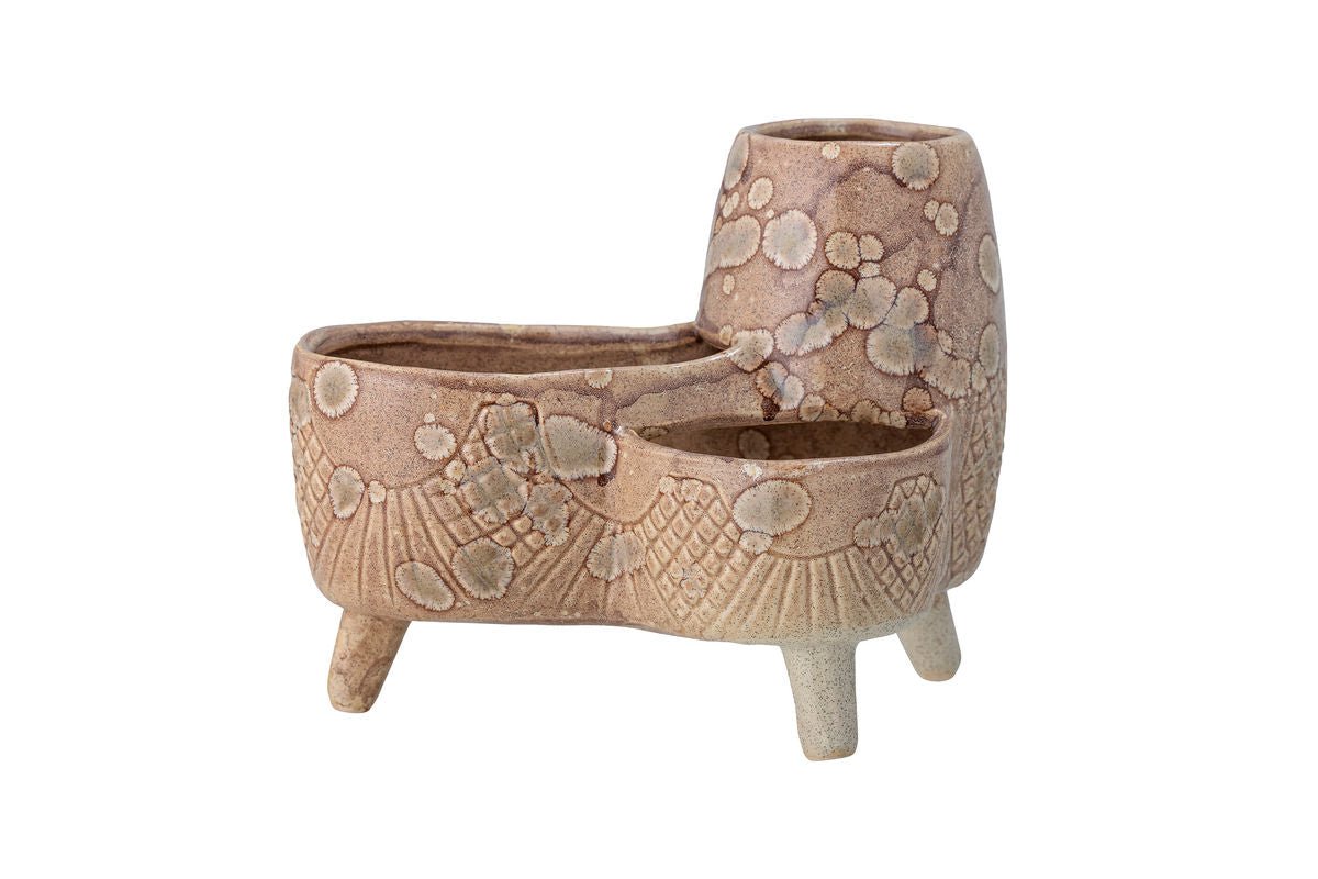 Pot de fleurs Elsin – Design en grès tripode de couleur naturelle