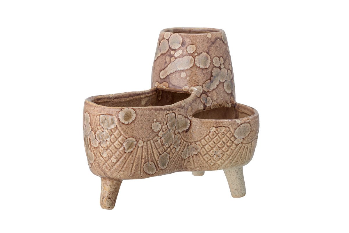 Pot de fleurs Elsin – Design en grès tripode de couleur naturelle