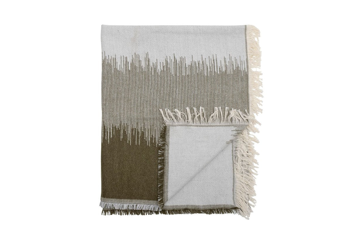 Plaid Elvane – Design tissé en Vert et Blanc