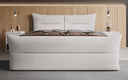 Boxspringbett Elea Leinen-Optik in Weiß (Beverly 21) – Milieu frontal