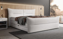 Boxspringbett Elea Leinen-Optik in Weiß (Beverly 21) – Milieu seitlich