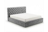 Designer Polsterbett Enzo in Samt mit Stauraum – Grau