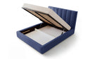 Designer Polsterbett Fano in Samt mit Stauraum – Blau