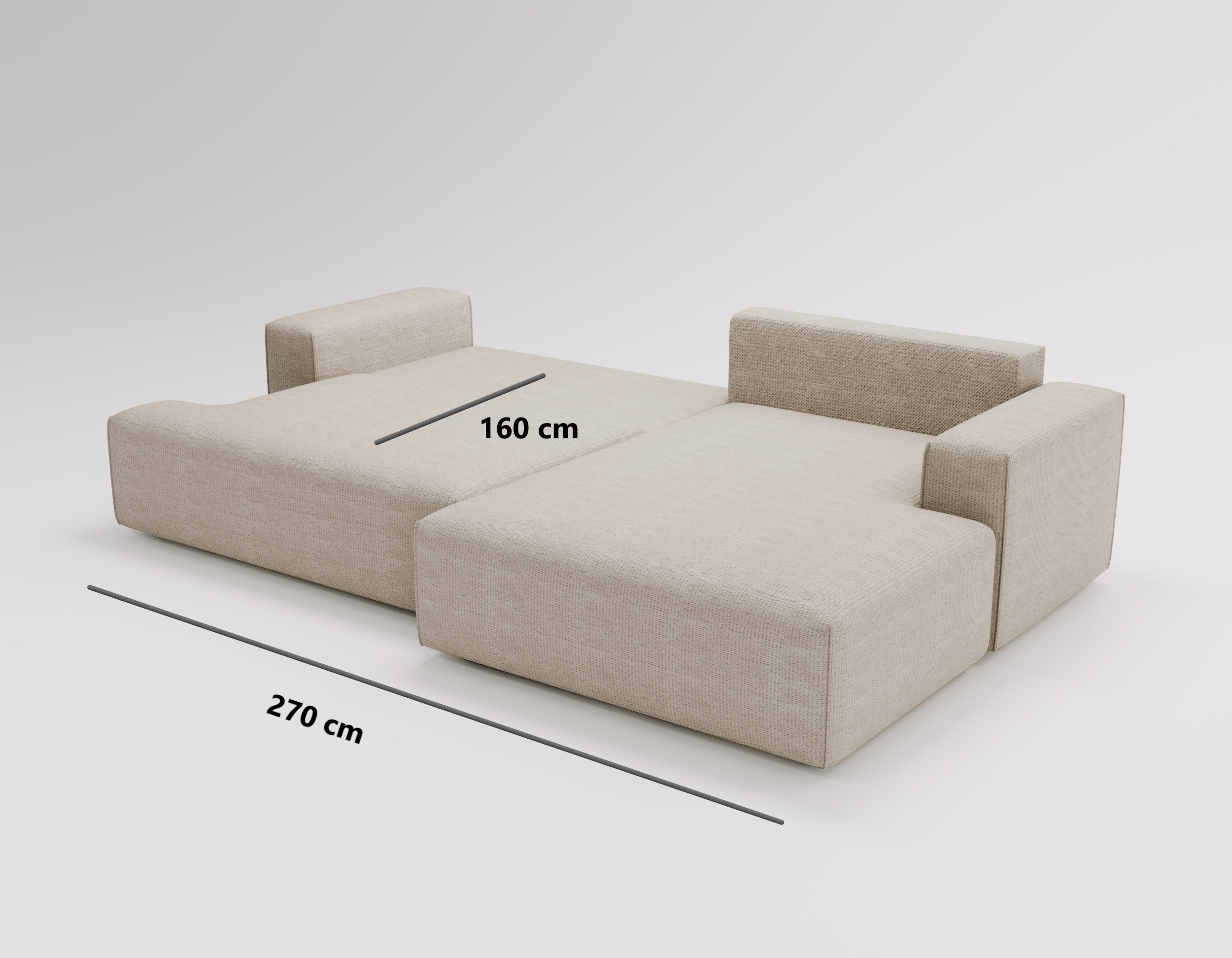 Designer Siena Bouclé Sofa with Sleeper Function and Storage