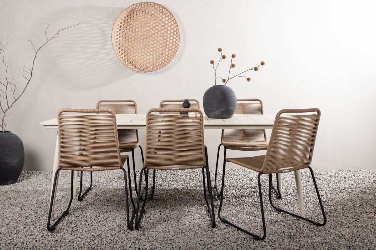 Tuin eethoek Teneriffa – 7-delige tuinmeubelset Beige/Bruin